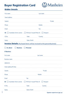 buyer registration card