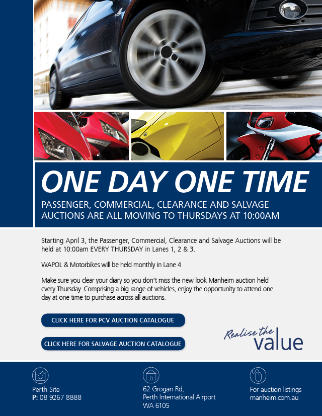 Passenger, Commercial, Clearance and Salvage Auctions are all moving to Thursdays at 10:00AM | Manheim