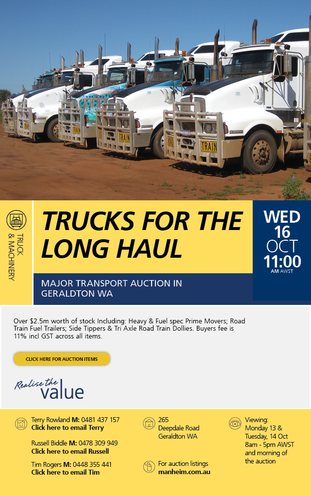 Trucks for the long haul, major transport auction in Geraldton WA| Manheim