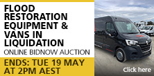 Flood Restoration Equipment and Vans in Liquidation